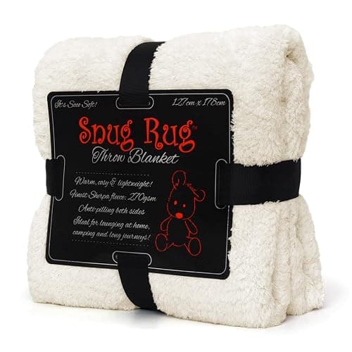 Snug Rug Cream Blanket Sherpa Fleece Luxury For Sofa Blankets Warm Winter Soft Throws 127 x 178cm (50" x 70") - Image 1
