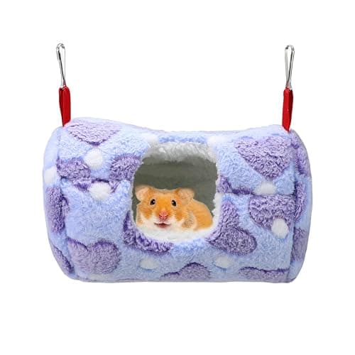 Litewoo Sugar Glider Sleeping Pouch Small Animal Hammock, Hanging Bed Warm Cotton Nest for Rat Hamster Gerbil Sugar Glider Chinchilla Squirrel Guinea Pig (Medium Blue) - Purple - Image 1