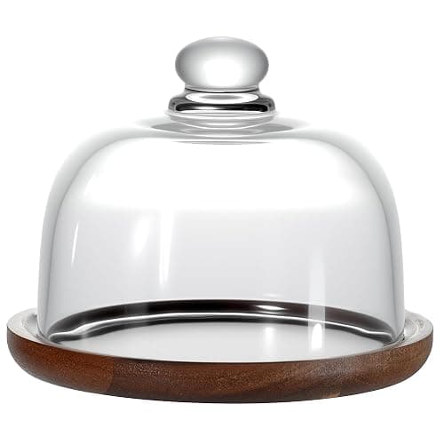 MKLZ Butter Dish with Lid, 6 inch Clear Glass Domed Cheese Dish with Handle, Large Round Butter Tray with Cover, Cute Dessert Serving Bowl for Table, Kitchen Countertop, Refrigerator - Image 1