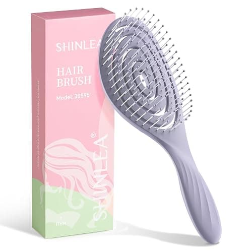 SHINLEA Hair Brush Anti Tangle Detangle, Wet & Dry Head Massaging Spiral Hairbrush for Women, Men, kids, Glide Through Tangles For All Hair Types (Purple) - Image 1