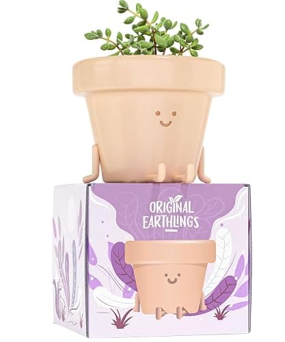 Original Earthlings Legs Out Pot - 4 Inch Cute Plant Pot - Plastic Funny Planter with Drainage, Unique Cactus Plant Lover Gift, Succulent Face Flower Pot, Desk Plant, Table Top Decor, & Home Gifts - Image 1