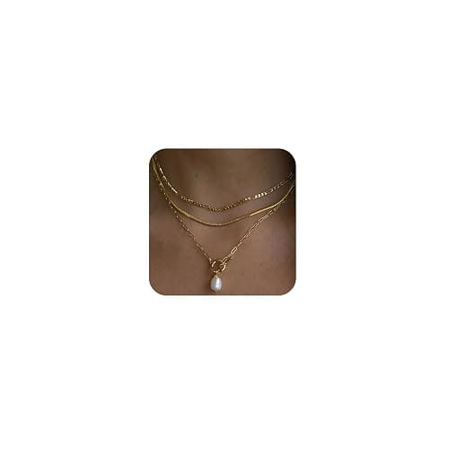 Amicon Gold/Silver Layered Necklaces for Women,Dainty 14k Gold Plated Stackable Choker Necklaces for Women,Trendy Layering Coin Chain Pendant Jewelry Set Gifts - Image 1