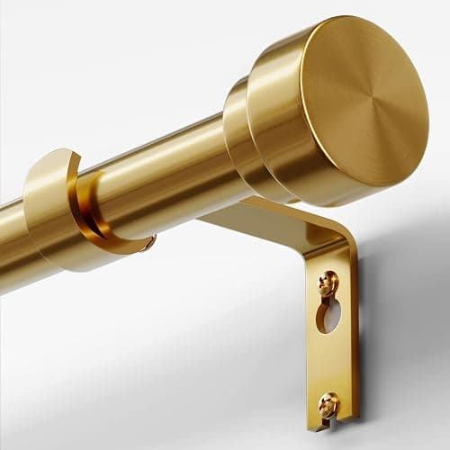 Oneach Heavy Duty Curtain Rods for Windows 72 to 144 Inch, 1 Inch Brass Gold Curtain Rod, Adjustable Length Rod with Metal Finials, Modern Decorative for Bedroom Kitchen Living Room (16 to 150 Inch) - Image 1