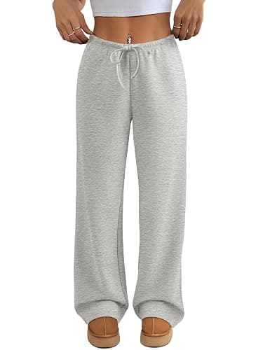ATHMILE Womens Wide Leg Sweatpants Air Fabric Straight Lowrise Drawstring Elastic Low Waist Fall Clothing Pockets 2025 - Image 1