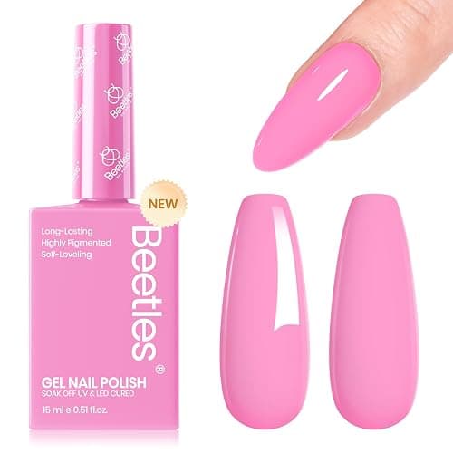 Beetles Pink Gel Nail Polish, 15ML Light Pink Nail Gel Polish Solid Color Soak Off UV LED Lamp French Gel Polish Colorful Bottle Manicure Gifts for Women First Crush - Image 1
