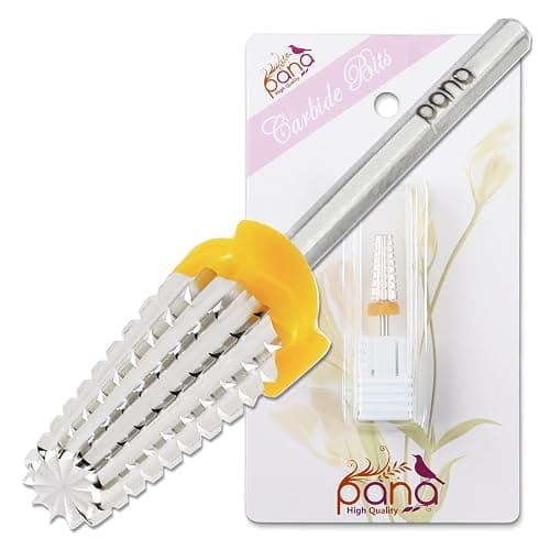 PANA Nail Carbide 5 in 1 Bit - Two Way Rotate use for Both Left and Right Handed - Fast Remove Acrylic or Hard Gel - 3/32" Shank - Manicure, Nail Art, Drill Machine (Double Coarse - 2XC, Silver) - Image 1