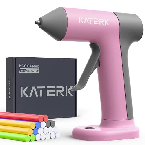 Katerk Cordless Hot Glue Gun Kit, 30s Fast Heating, Mini Glue Gun with 20 Glue Sticks, Compact & Portable with 2500mAh Built-in Battery, Auto Shut-Off, Ideal for DIY, School Crafts & Repairs (Pink) - Image 1