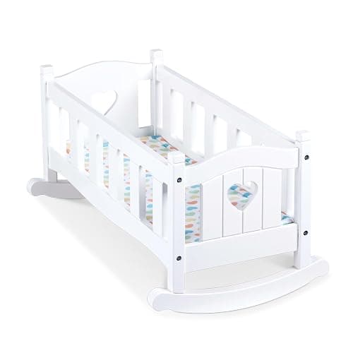 Melissa & Doug Mine to Love Wooden Play Cradle for Dolls, Stuffed Animals - White - Image 1
