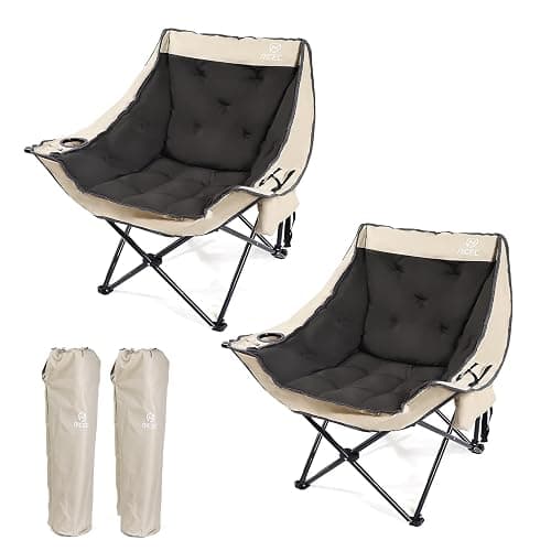 Nice C Padded Camping Chair, Oversized Camping Chairs, Oversized Thick Padded Folding Chairs, Outdoor Sports Chair, Heavy Duty, with Cooler Bag, Cup Holder, Side Pockets (2 Pack) - Image 1