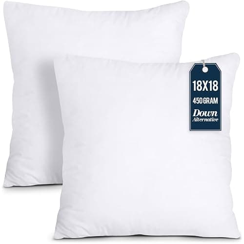 Utopia Bedding Throw Pillows Insert (Pack of 2, White) - 18 x 18 Inches Bed and Couch Pillows - Indoor Decorative Pillow - Image 1