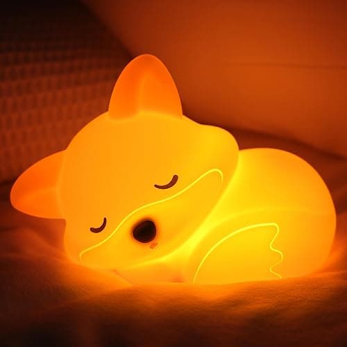 YuanDian Fox Night Light, Squishy Fox Silicone Lamp Novelty Gifts, Rechargeable Dimmable Timer Bedside Touch Nightlight for Boys and Girls - Image 1