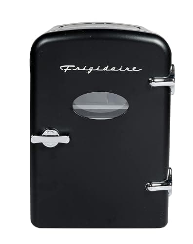 Frigidaire Retro Mini Personal Fridge Cooler, Holds up to 9 Cans, Portable for Car, Office, Bedroom, Dorm Room, or Cabin, Includes 110V AC and 12V DC cords - 11.8"D x 7.1"W x 10.1"H, Black - Black - Refrigerator - Image 1