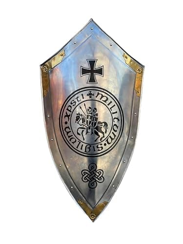 Young Artisan Medieval 30 Inch Templar Knight Shield 18 Gauge Steel Heater Shield for Cosplay LARP and Home Decor - Image 1