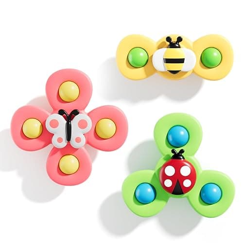ALASOU Suction Cup Spinner Airplane Travel Toys for 1 Year Old Boy Girl | Spinning Top 12 18 Months,1 2 Year Old Boy Birthday Gift,Baby Bath Toy for Kids Ages 1-3,Sensory Toy for Infant Toddlers - Image 1