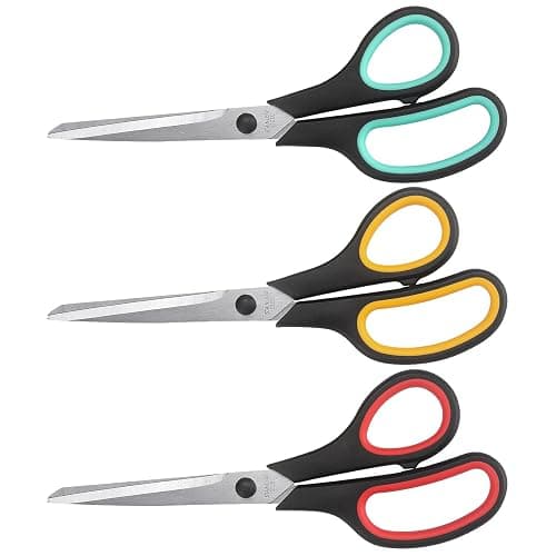 Scissors 8.5 Inch scissors all purpose Bulk Set of 3, Scissors for Office Home School Craft Supplies, Soft Comfort-Grip Right/Left Hand, Black - Image 1