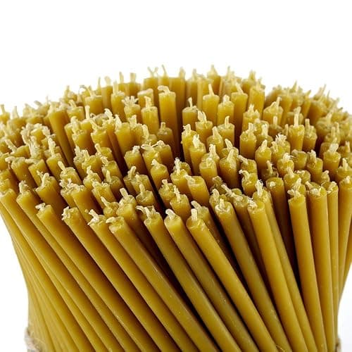 Danilovo Pure Beeswax Candles - Honey-Scented, Decorative Thin Taper Candles - Ideal for Birthday Decoration or Church Prayers - Drip Free, Tall & Smokeless Pack of 50 pcs, 7.3 x 0.24 inch - Image 1