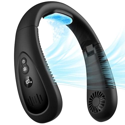 Neck Air Conditioner, Portable Neck Fan with Cooling Plate 360°Cooling Airflow, 5000mah Rechargeable USB Fan Hands Free Bladeless Wearable Foldable Mini Fan for Men Women Kids Home Office Outdoor - Image 1