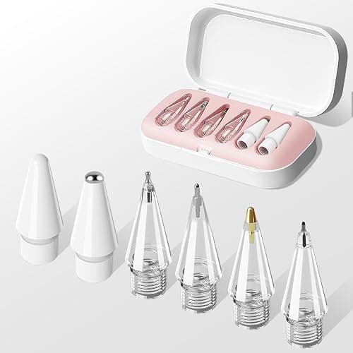 Replacement Tips for Apple Pencil Pro/ 2nd Gen/ 1st Gen/USB C, 6 Pack Upgraded iPad Pen Tips with Storage Case, Fine Point Precise Control Pencil Tip, iPad Pro Pencil Tip Set, iPad Pen Nibs Set(Pink) - Image 1