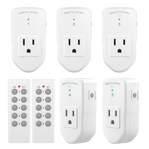 BN-LINK Wireless Remote Control Outlet Electrical Switch for Lights, Fans, Christmas Lights, Small Appliance, 100ft Long Range White (Learning Code, 5Rx-2Tx) 1200W/10A, ETL & FCC Certified - Image 1
