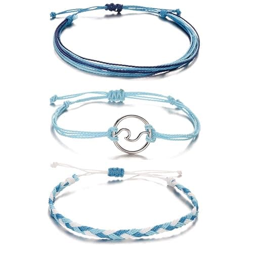 Softones VSCO String Wave Bracelets for Women Handmade Colorful Waterproof Adjustable Braided Beach Bracelet Set for Women - Image 1