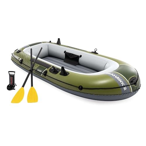 INTEX Seahawk Inflatable Boat Series: Includes Boat Oars and High-Output Pump - Fishing Rod Holders - Gear Pouch - Image 1