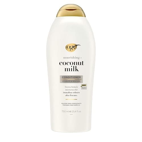 OGX Nourishing + Coconut Milk Conditioner, Hydrating & Restoring Conditioner Moisturizes for Soft Hair After the First Use, Paraben-Free, Sulfate-Free Surfactants, 25.4 fl. oz - Image 1
