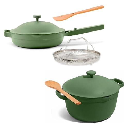 Our Place Cookware Duo, 7-Piece Ceramic Nonstick Cookware Set with Strainer | Non-toxic ceramic cookware set with 10.5-inch Always Pan, 5.5 Qt Perfect Pot & strainer; induction & oven safe to 450°F - Image 1