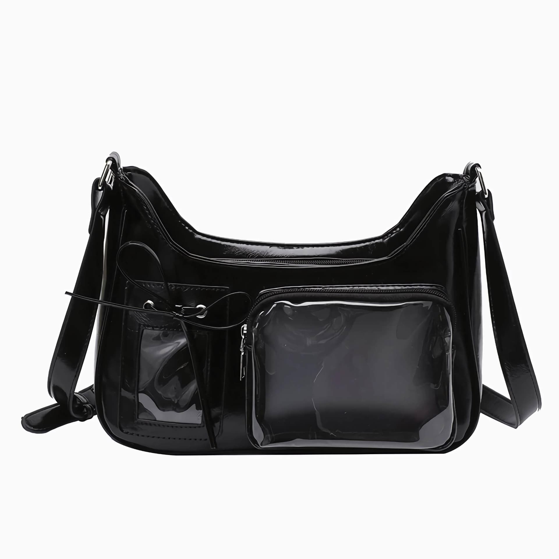 ita shoulder bag for women, pin display kawaii bow anime crossbody bag, cute y2k everyday coquette purse, Black, 11.42 x 3.15 x 7.87 inches - Image 1
