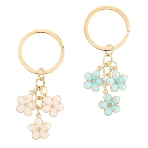 Ouligay 2pcs Cute Keychain Flower Gold Keychain Bag Charm Cute Car Accessories Keys Bag Accessories For Women Gift - Image 1