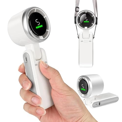 Portable Handheld Turbo Fan for Travel - 5 Gear Wind, Up to 12 Working Hours, 3-IN-1 Handheld Mini Fan with Air Turbo Tech Cooling, Perfect Personal Rechargeable Pocket Fan for Outdoor Activities - Image 1