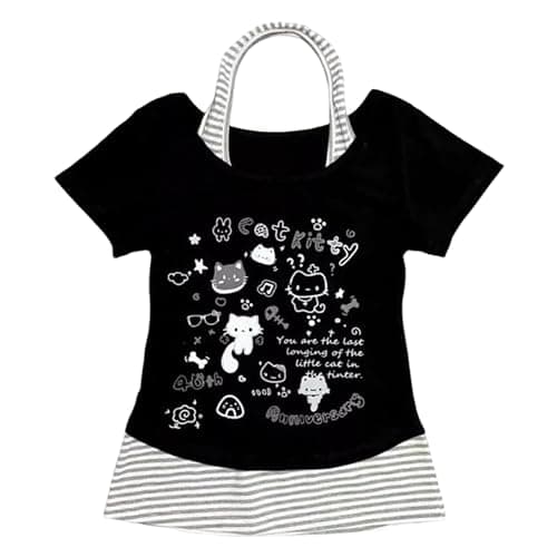 Kawaii Cutecore Harajuku Y2k 2000s Tops Summer Preppy Aesthetic Alt Goth Emo Short Sleeve Graphic Tees - Image 1