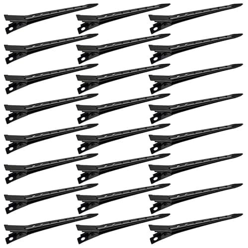 24 Packs Duck Bill Clips, Bantoye 2.75 Inches Rustproof Metal Alligator Curl Clips with Holes for Hair Styling, Hair Coloring, Black - Image 1