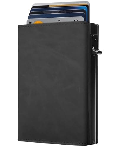 GAOCHALE Wallet for Men Pop up Card Holder, Smart, Slim, Minimalist Design for Front Pocket, Premium RFID Blocking, 10-14 Card Capacity | ID Window | Cash Slot(Black) - Image 1