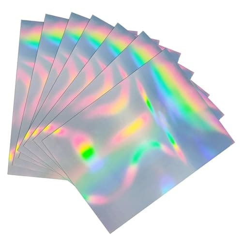 Yeachlaing Printable Holographic Silver Sticker Paper, Laser & Inkjet Printable 8.5 x 11 Inches Dries Quickly Stickers Rainbow Vinyl Label 22 pcs - Image 1