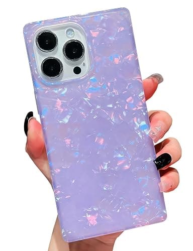 BANAILOA Compatible with iPhone 13 Pro Case Rectangle,Luxury Sparkle Cute Case for Women Protective Bumper Girly Colorful Phone Cover Desinged for 13 Pro - 6.1 inch (Purple Shell) - Image 1