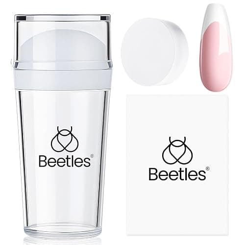 Beetles Nail Stamp 3Pcs Silicone French Tip Nail Stamp Kit with Replacement Nail Stamper Heads and Scrapers Soft Silicone Nail Printing Tool for Home Manicure Diy Nail Art Salon Gifts for Girls - Image 1
