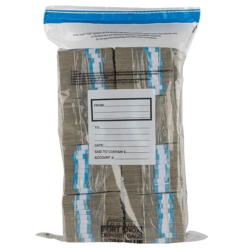 16 Bundle Ultima Ultima Blue Deposit Bags - Holds 16 Bundles of Cash - 50/Pack - Image 1