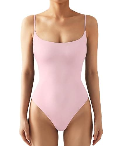 SUUKSESS Women Sexy Square Neck Thong Bodysuit Backless Cami Bodysuit Top - Image 1