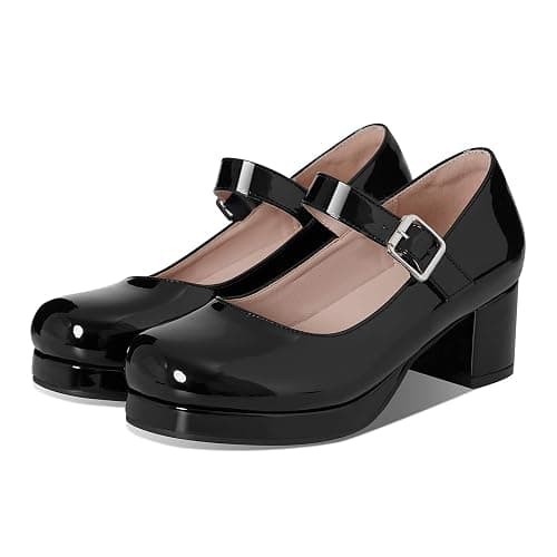 femflame Women's Low Chunky Heel Mary Jane Pumps Ankle Buckle Strap Sweet Round Toe Dress Shoes JK Cosplay Uniform Dress Shoes - Image 1