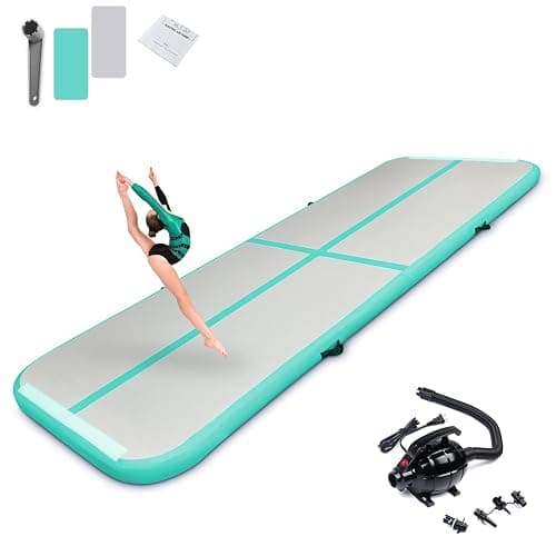 SUDOO 8.2ft/10ft/13ft/16ft Inflatable Gymnastics Tumbling Mat 4" Thick Air Tumble Track Training Mat with Electric Pump for Home Use/Gym/Exercise/Training/Cheerleading/Yoga/Parkour/Beach/Park/Water - Image 1