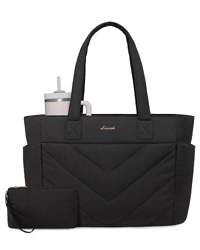LOVEVOOK Tote Bag for Women, Puffer Work Travel Handbag with Zipper for Teacher Nurse, Quilted Cute Laptop Shoulder Gym Bag - Image 1