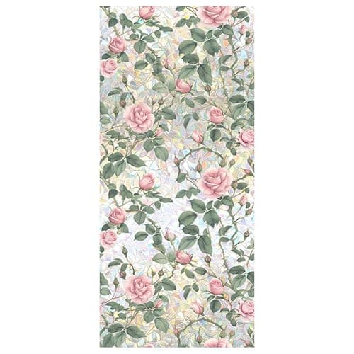 JOONOR Sichtschutzfolie mit rosafarbenen Rosen, 3D-Buntglas-Rose, Regenbogen-Fensteraufkleber, Nicht klebend, statisch haftend für Zuhause, Büro, 42 x 100 cm - Image 1