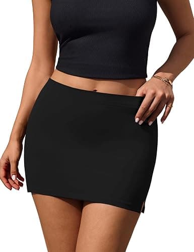 LOMON Mini Skirts for Women with Shorts Underneath Sexy Y2k Bodycon Low Rise Skorts Stretchy Trendy Club Going Out Outfits - Image 1