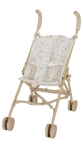 Doll Stroller – Neutral Color Lightweight & Flexible Stroller - Baby Doll Stroller for Kids 3+ - Chic Floral Print - 22" (Beige/White) - Image 1