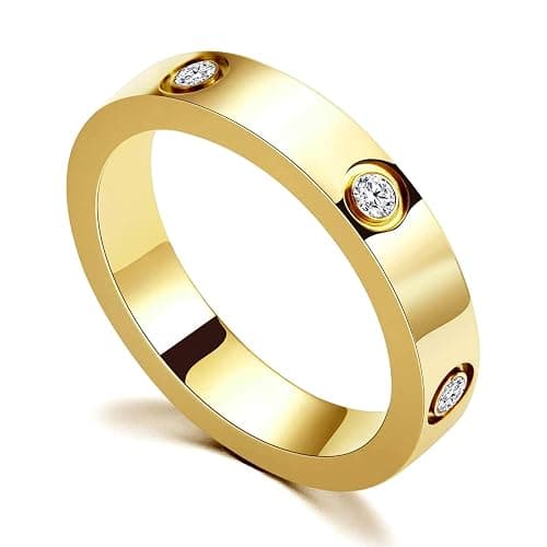 PDWZNBA Love Friendship Ring 18K Gold-Plated Stainless Steel Promise Ring Wedding Band Jewelry Birthday Gifts for Women - Image 1
