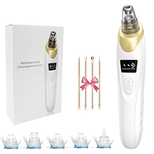 2026 Pore Vacuum, USB Rechargeable Blackhead Remover Vacuum,3 Levels Adjustable Pore Vacuum Blackhead Remover, with 5 Suction Power,6 Probes,Face Vacuum Pore Cleanser for Women & Men-Gold - Image 1