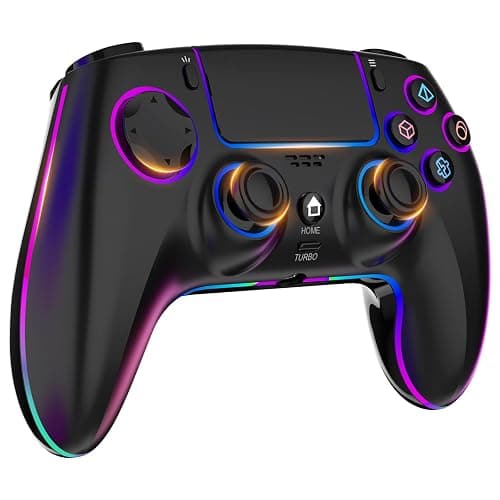 MYSTILUCK Wireless Controller für PS-4/PS-3/Pro/PC/MAC/iOS/Android/Steam Deck, Gamepad mit 7 Farben RGB Beleuchtung/Hall Effect Joystick/Dual Vibration/Turbo/Touchpad/Kopfhörerbuchse/1500 mAh Akku - Image 1