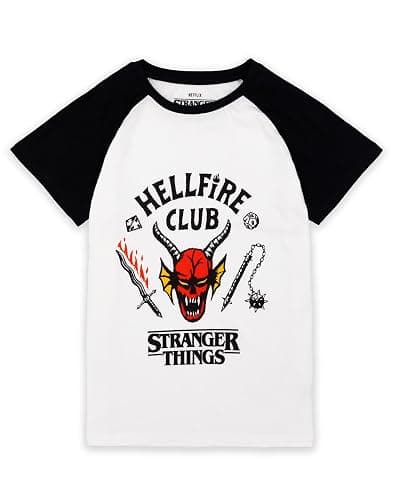 Stranger Things Hellfire Club T-Shirt for Kids | Boys Girls Hawkins Society Eddie White Outfit | Season 4 Merchandise - Image 1