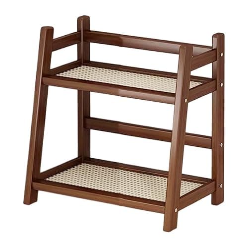 Xujuika Cup storage rack, Wicker-Look Coffee Station Organizer, 2 Tier Matcha Stand, Imitation Rattan Style, Multi-functional Shelf, Condiment Storage Rack, Desktop Storages Shelf For Home Tabletop - Image 1