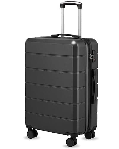Expandable Hardshell Suitcase with TSA Lock, Medium Checked Luggage 24 Inch | Medium Packing Space, Lightweight ABS Hardshell with Spinner Wheels, Organized Interior for Travel, Black Suitcase - Image 1